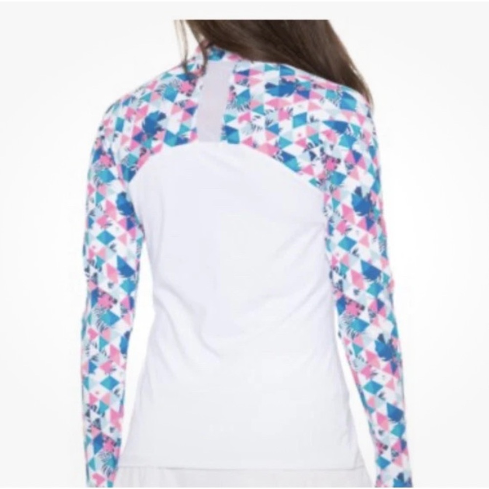 Kyodan Multicolor Geometric Long Sleeve Top. CORPS/BODY80% POLYESTER 20% SPANDEX